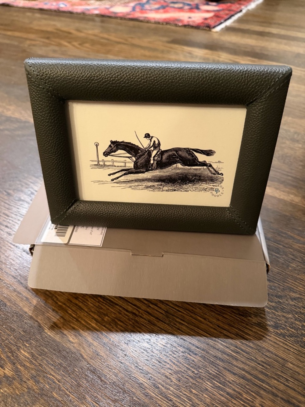 NIB “PIGEON & POODLE” Eton Olive Green Leather Frame With Picture